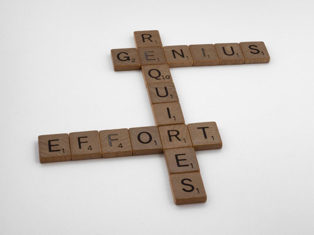 wood letters saying Genius Requires Effort for demonstrating Getting what we need for challenging software development
