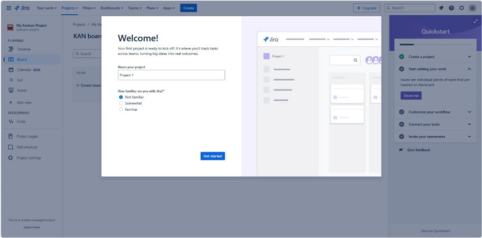 when we enter Jira or Confluence we can choose the name for our first project