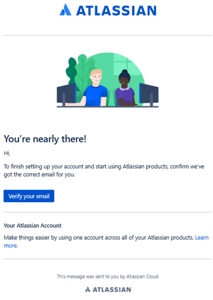 the verification email in our email inbox says we must click on 'verify your email'