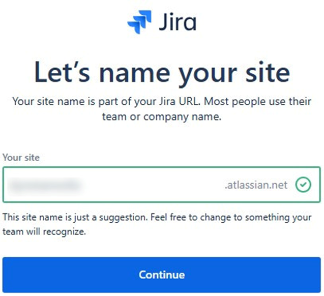 Let's name your site. we have to choose a name for our Confluence and Jira sites