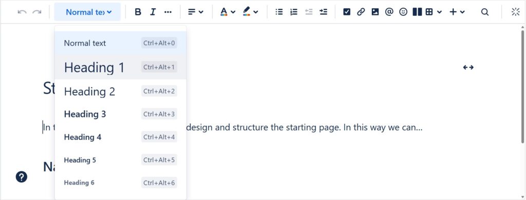 change headings in confluence view