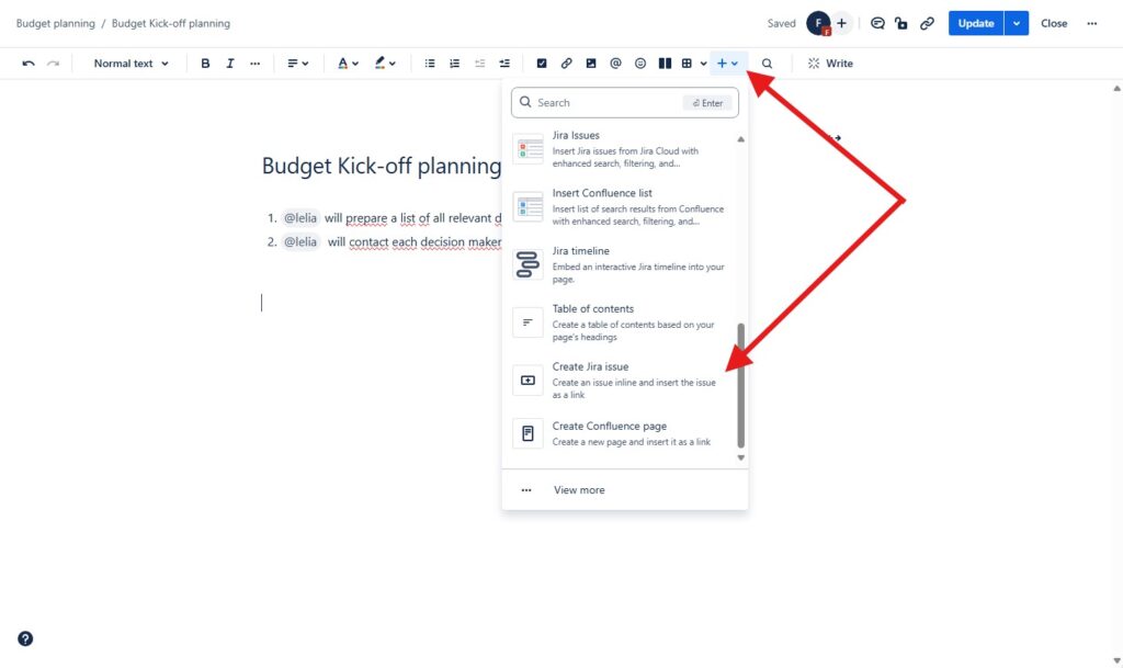 integration something in the confluence editor