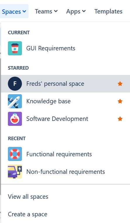 navigate to "View all spaces"