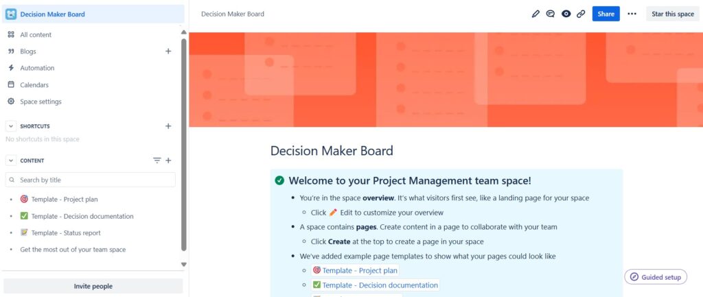 The first look at the new "Project management" space