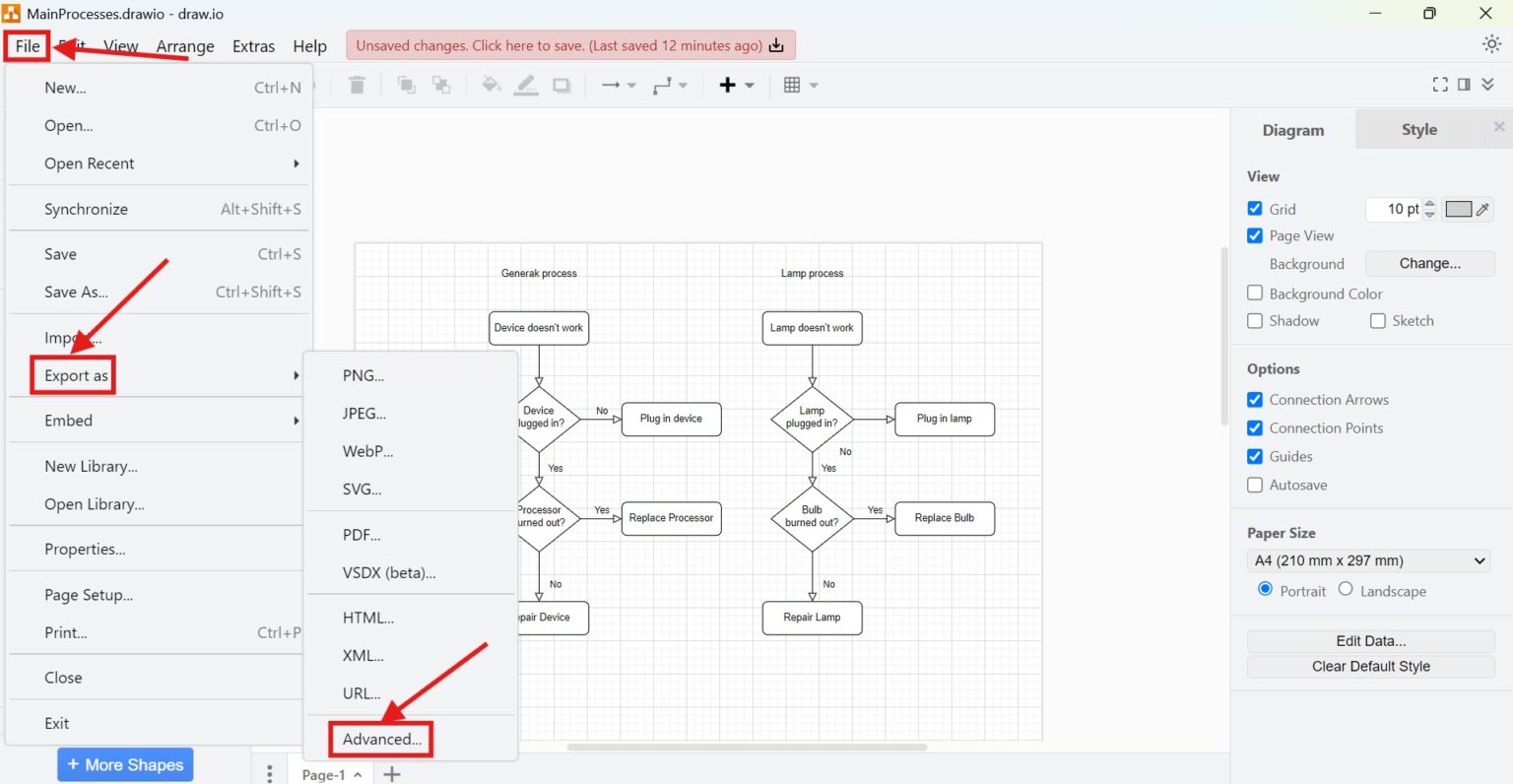 How to Export a Diagram as PNG in draw.io | The Requirements Engineer