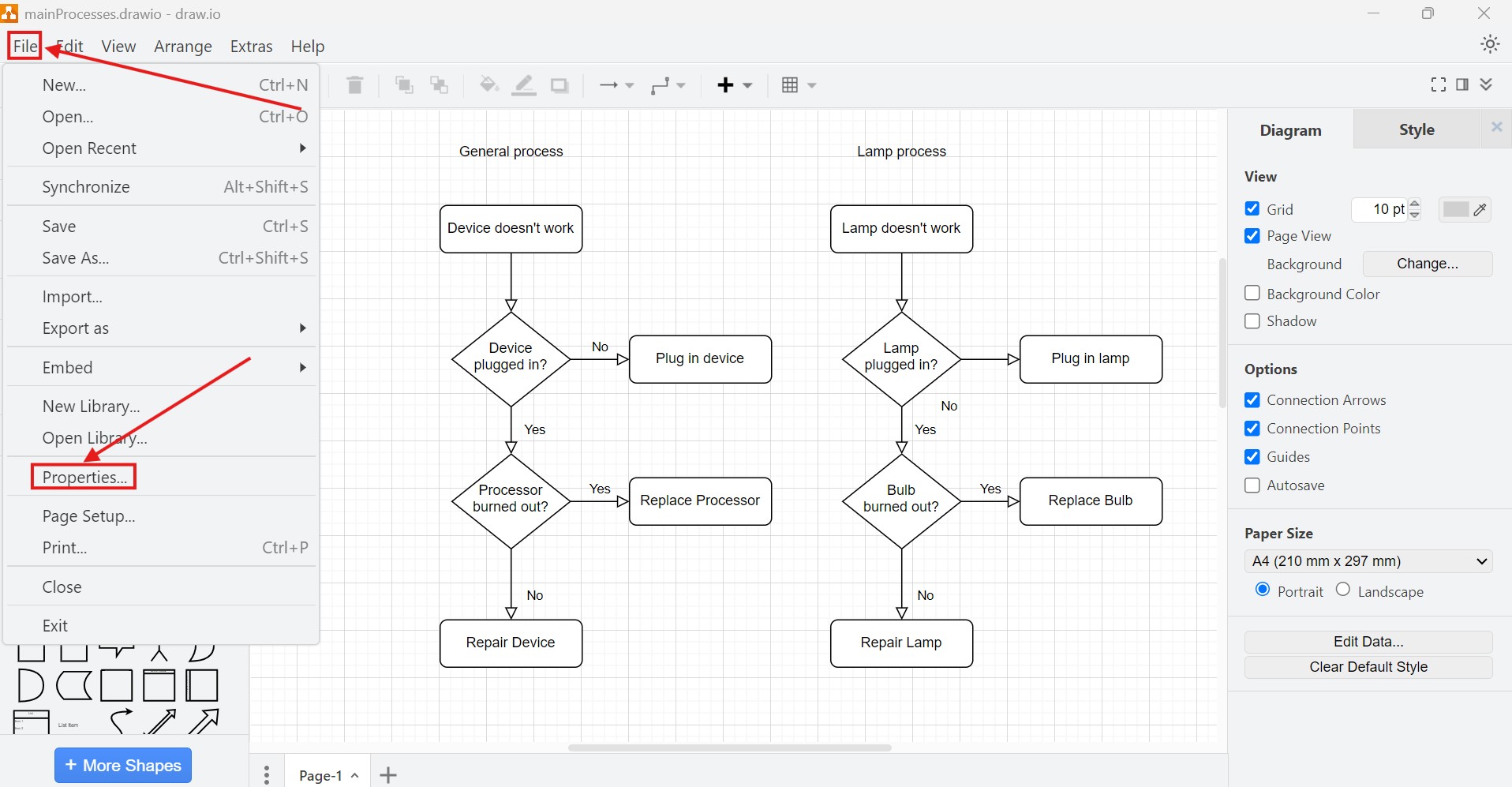 How to Change Draw.io File Properties | The Requirements Engineer