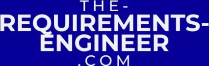 White “THE-REQUIREMENTS-ENGINEER.COM” text on blue background