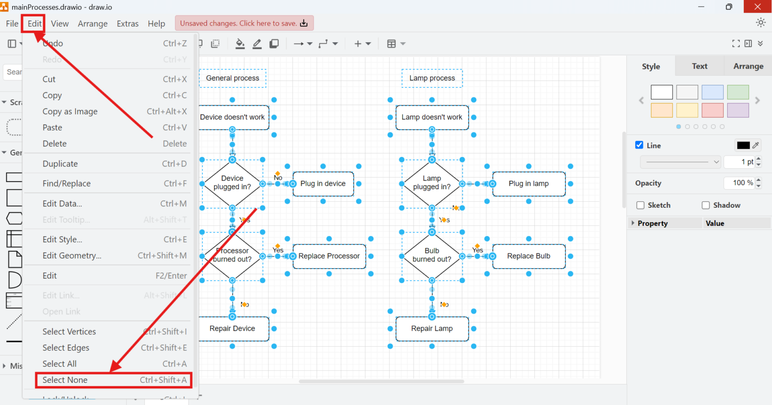Selecting Options in draw.io | The Requirements Engineer